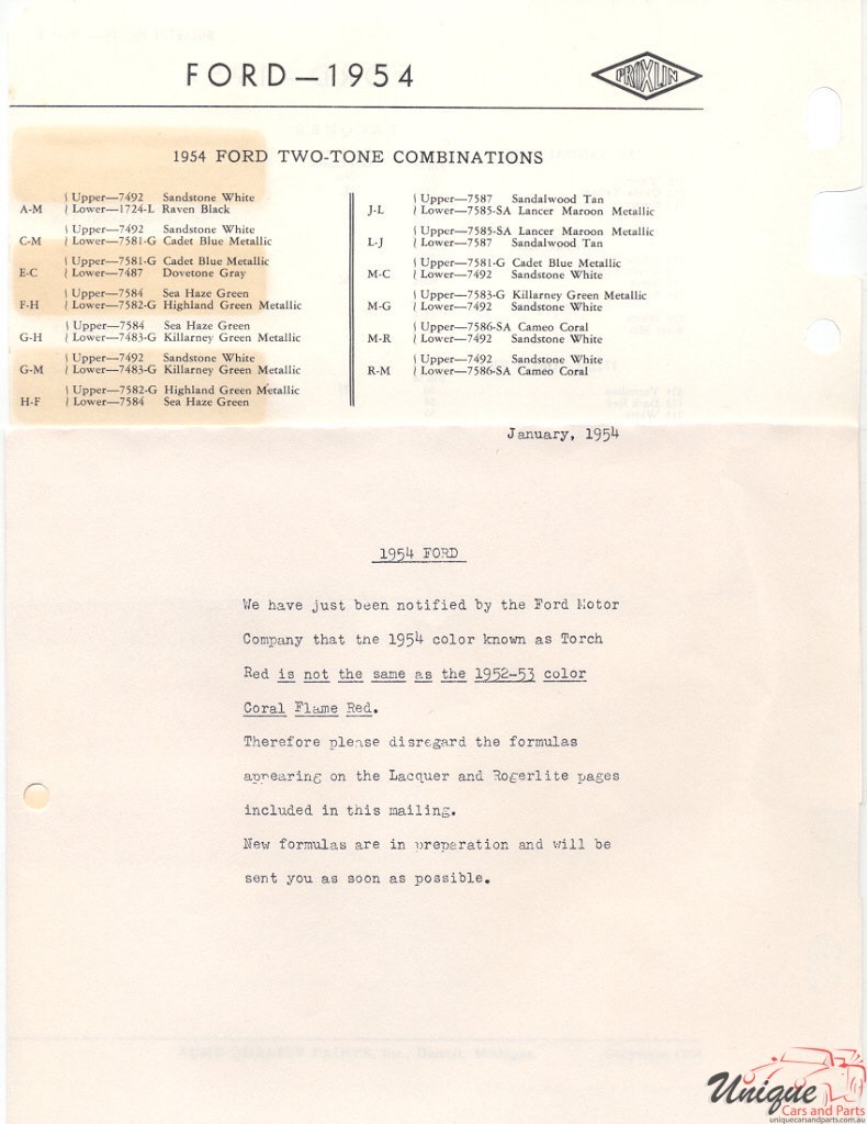 1954 Ford Paint Charts Acme 3